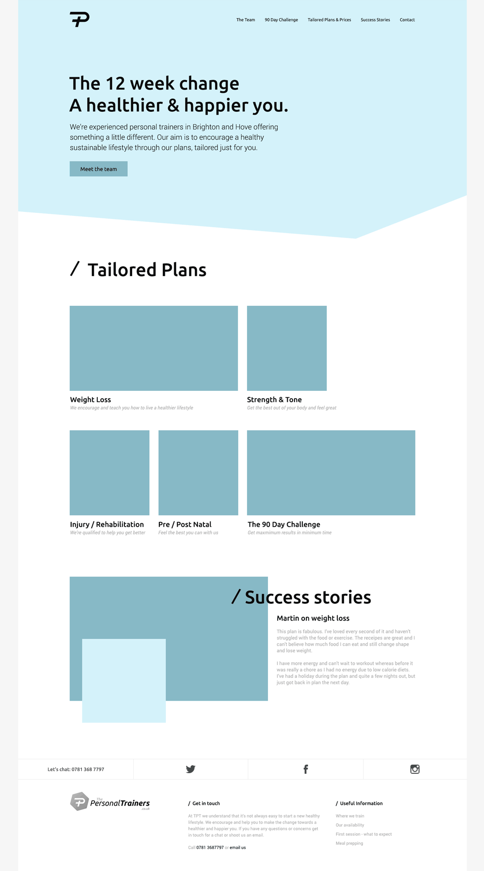 Homepage wireframe for TPT website